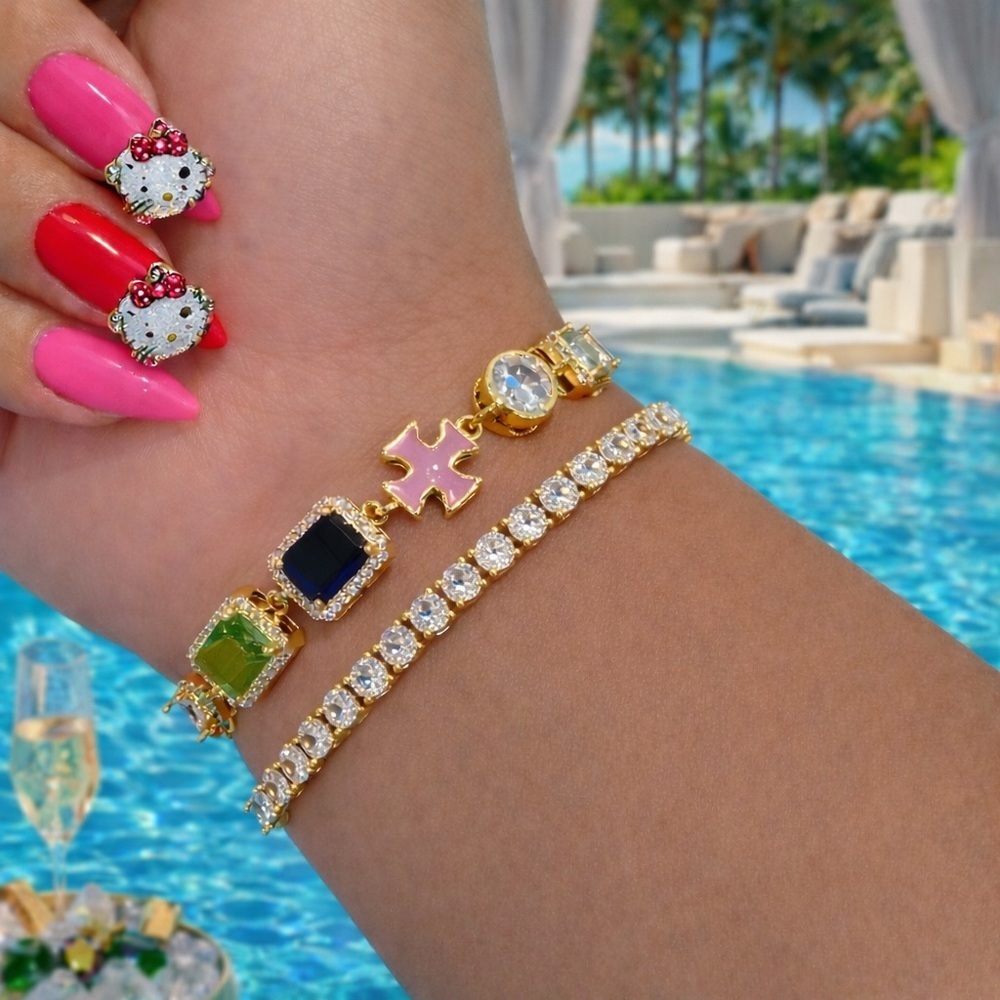 Gold and Multicolor Bracelet 7inch - Picture 4 of 4